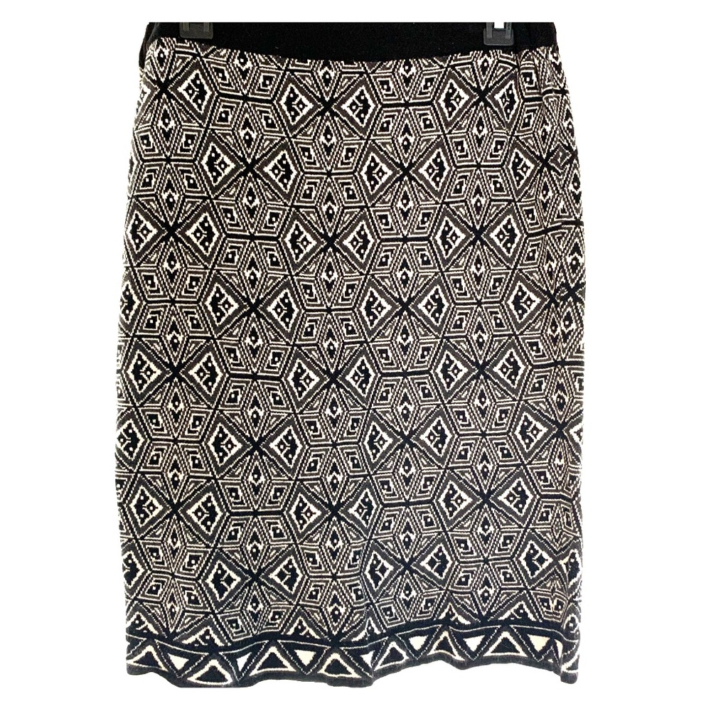 Bohemian Print Black and White Pencil Skirt